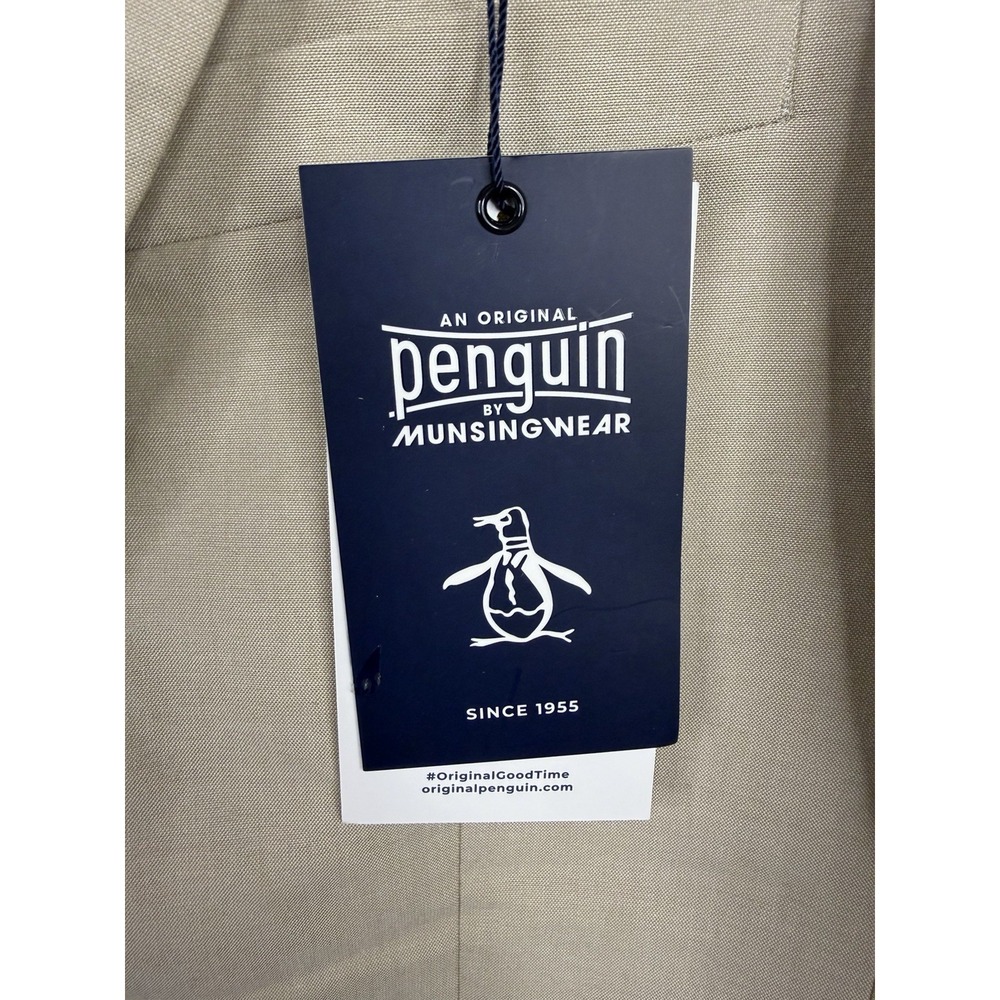 NWT Original Penguin Mens 2-Piece Suit Beige Blazer Pants Floral Lining Size 38S - Picture 3 of 16